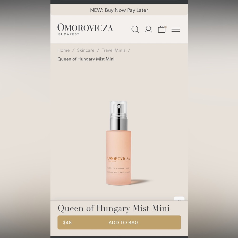 Omorovicza Queen of Hungary Mist 30ml Travel Size